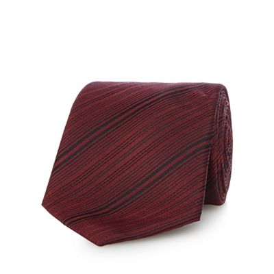 Wine red silk stripe tie